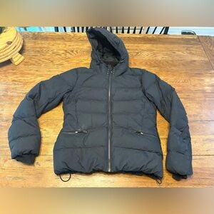 Obermeyer Black Hooded Puffer Snow Ski Hiking Jacket with Thermore Insulation L